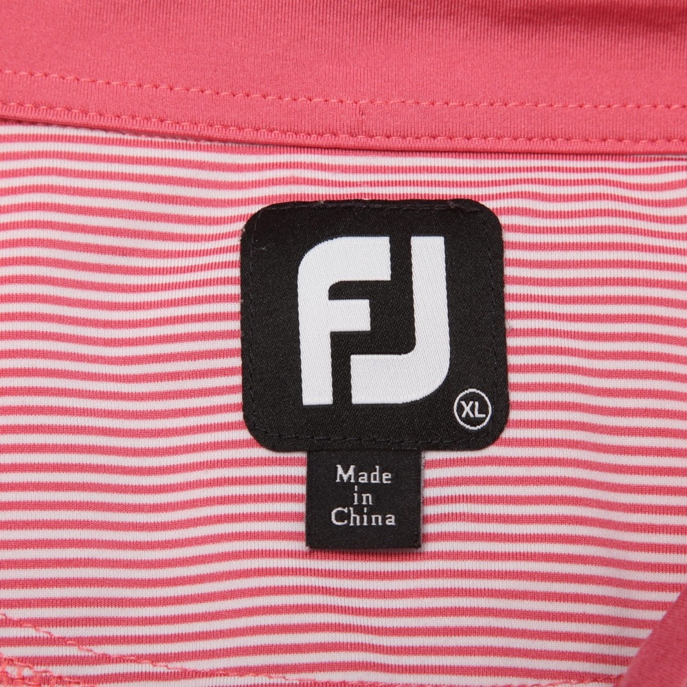 FootJoy Polo Shirt Mens XL Pink Stripe Golf Performance Stretch Hershey CC Logo - Picture 5 of 11
